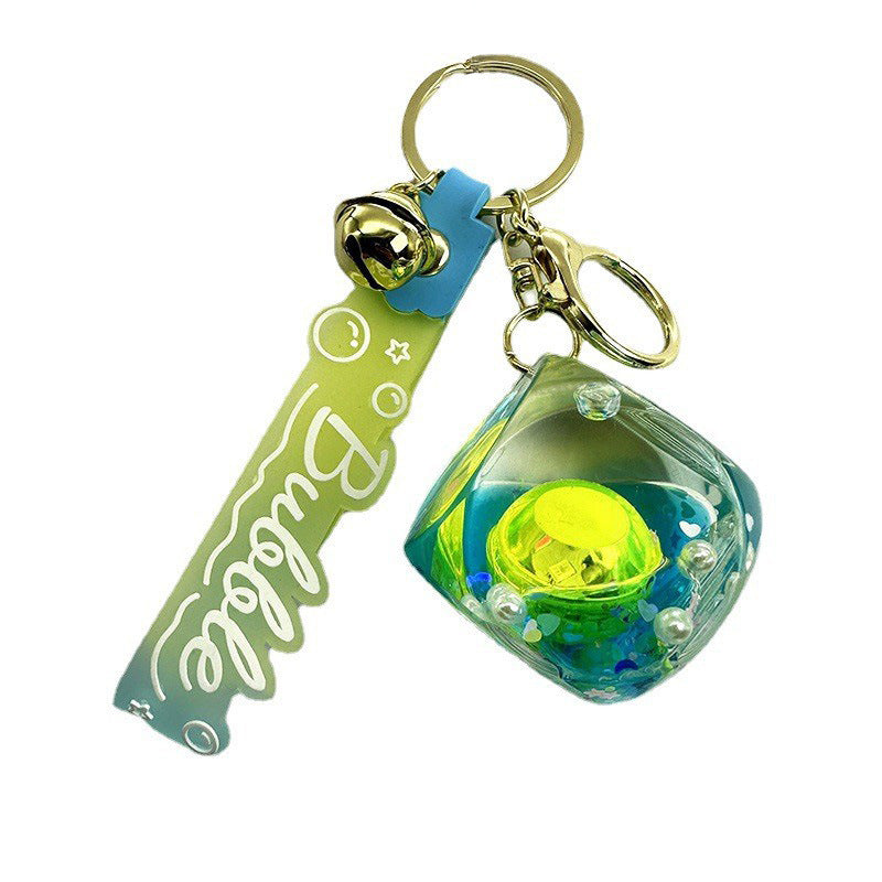 Wholesale Acrylic Oil in Night Light Flashing Square Drifting Bottles Keychain